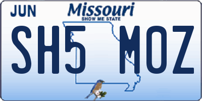 MO license plate SH5M0Z