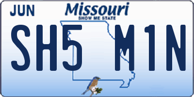 MO license plate SH5M1N