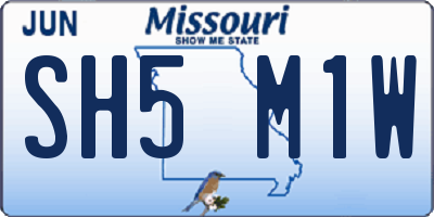 MO license plate SH5M1W