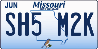 MO license plate SH5M2K