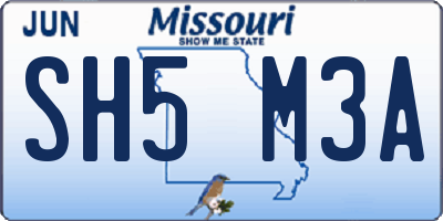 MO license plate SH5M3A