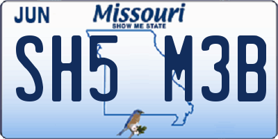 MO license plate SH5M3B