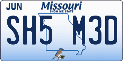 MO license plate SH5M3D
