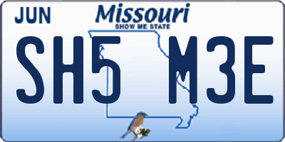 MO license plate SH5M3E