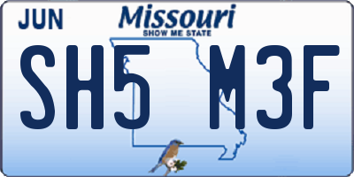 MO license plate SH5M3F