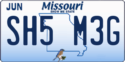 MO license plate SH5M3G