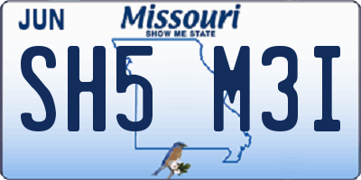 MO license plate SH5M3I