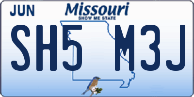 MO license plate SH5M3J