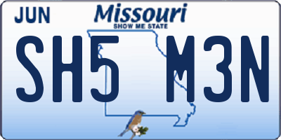 MO license plate SH5M3N
