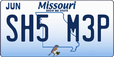 MO license plate SH5M3P