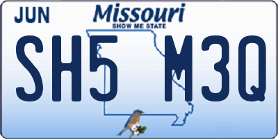 MO license plate SH5M3Q