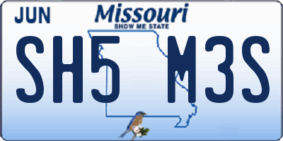 MO license plate SH5M3S