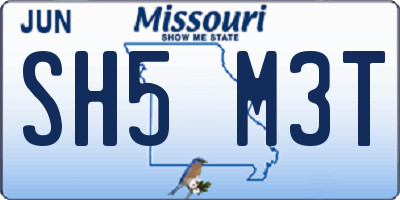 MO license plate SH5M3T
