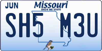 MO license plate SH5M3U