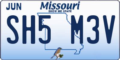 MO license plate SH5M3V