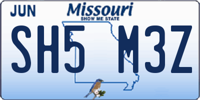 MO license plate SH5M3Z