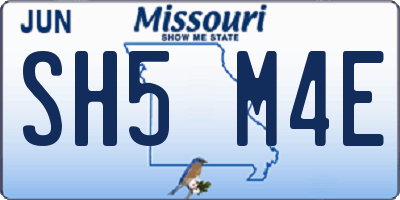 MO license plate SH5M4E