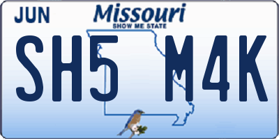 MO license plate SH5M4K