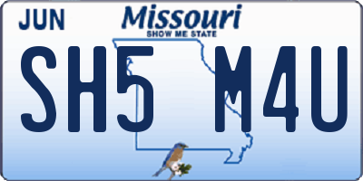 MO license plate SH5M4U