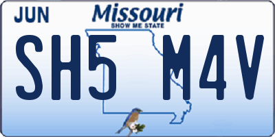 MO license plate SH5M4V