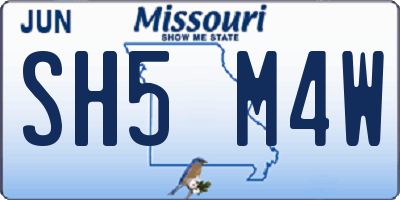 MO license plate SH5M4W