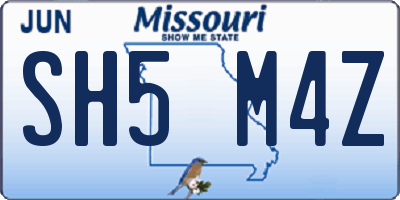 MO license plate SH5M4Z