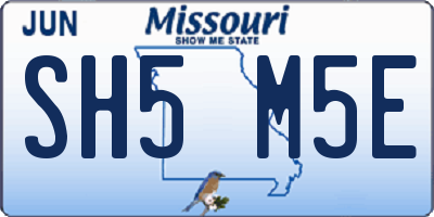 MO license plate SH5M5E