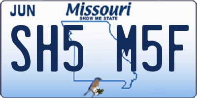 MO license plate SH5M5F