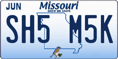 MO license plate SH5M5K