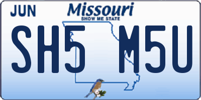 MO license plate SH5M5U