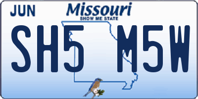 MO license plate SH5M5W