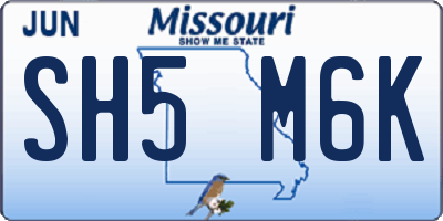 MO license plate SH5M6K