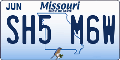 MO license plate SH5M6W