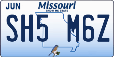 MO license plate SH5M6Z