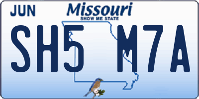 MO license plate SH5M7A