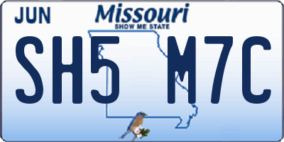 MO license plate SH5M7C