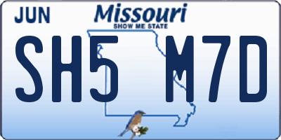 MO license plate SH5M7D