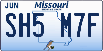 MO license plate SH5M7F