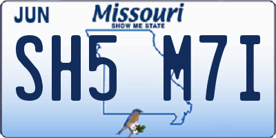 MO license plate SH5M7I