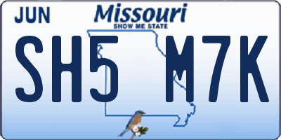 MO license plate SH5M7K