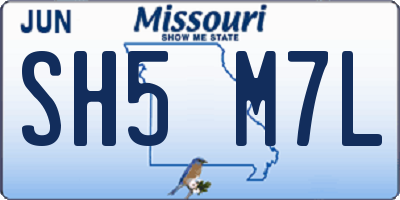 MO license plate SH5M7L