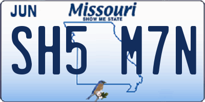 MO license plate SH5M7N