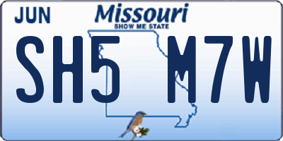 MO license plate SH5M7W