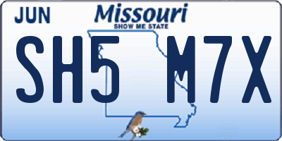 MO license plate SH5M7X