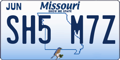 MO license plate SH5M7Z
