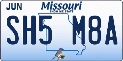 MO license plate SH5M8A