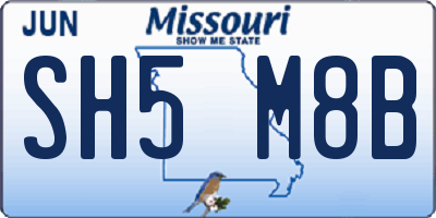 MO license plate SH5M8B