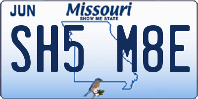 MO license plate SH5M8E