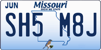 MO license plate SH5M8J
