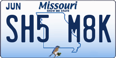 MO license plate SH5M8K